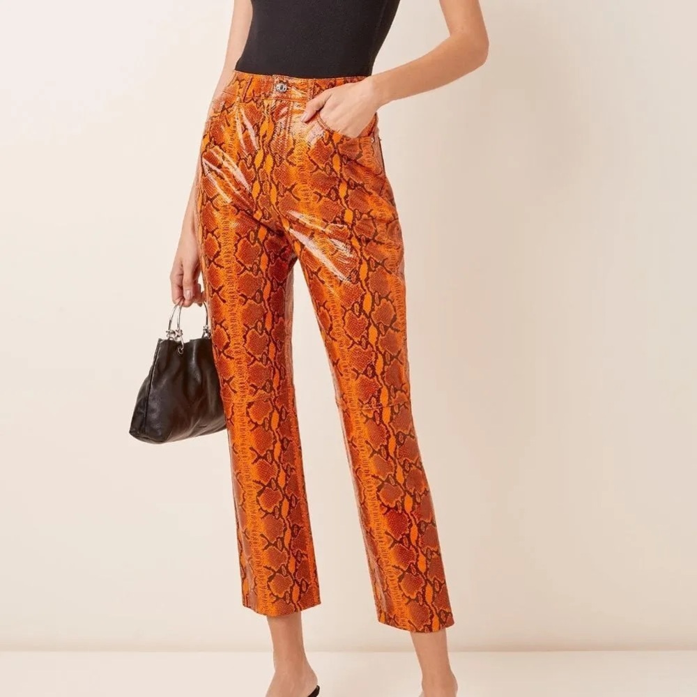 GRLFRND Shiloh snake print leather pants size 26